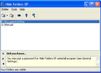 Hide Folders XP screenshot