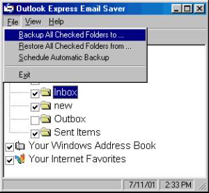 Outlook Express Email Saver screenshot