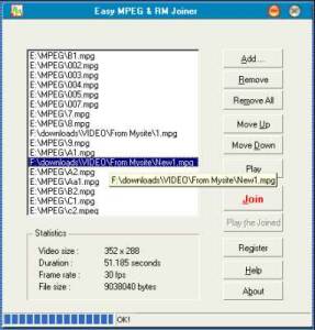 Easy MPEG & RM Joiner screenshot