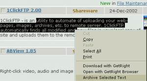 Internet Explorer Text Archiver screenshot