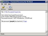 Word Password Recovery Key