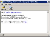 OneNote Password Recovery Key